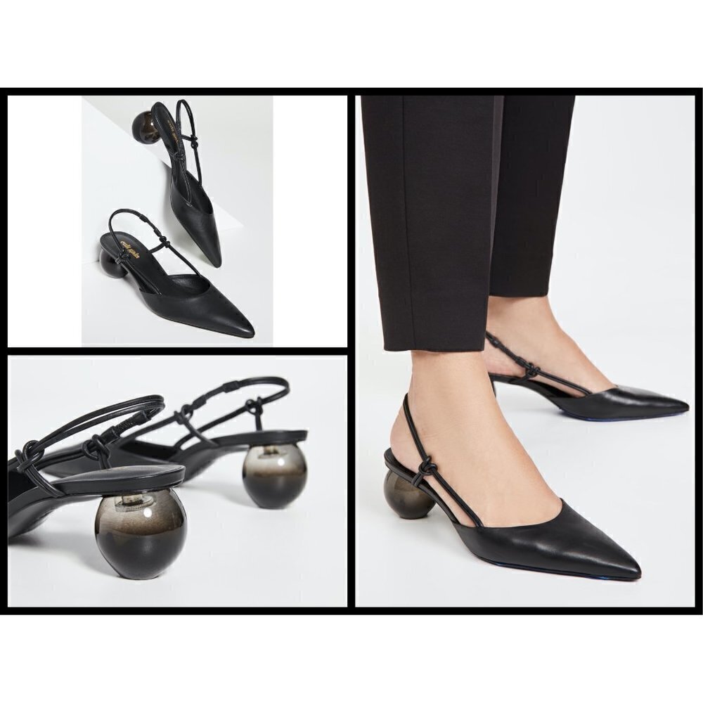 💕CULT GAIA💕 Aliza Slingback Ball Heel Leather Mule ~ Black 39.5 EU NWT